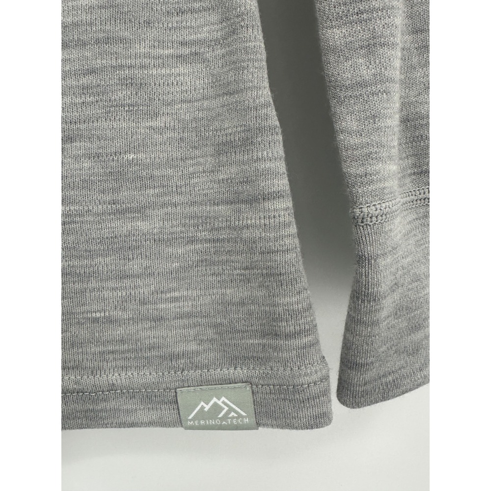 Merino.tech Womens 100% Merino Wool 320 Midweight Quarter Zip Base Layer Grey S - Picture 5 of 8